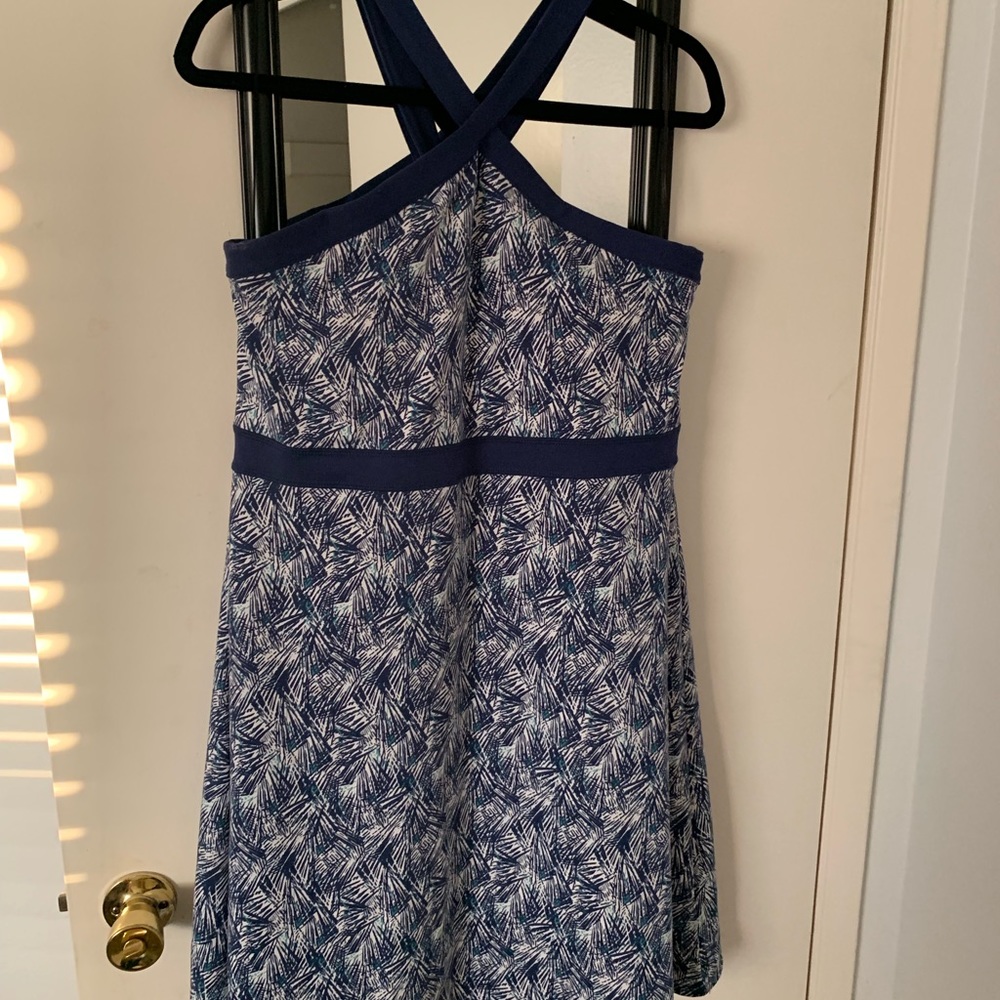 Blue and white halter dress